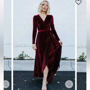 Baltic Born Jada Ribbed Velvet Wrap Dress mulberry burgundy NEW WITH TAG MEDIUM